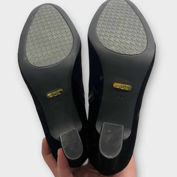 Lauren Ralph Lauren Bridgett Black Velvet Heel Booties Size 7.5 - Picture 5 of 9